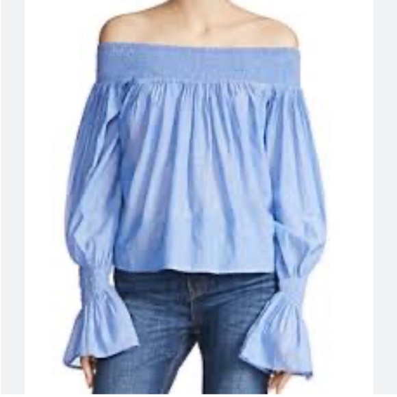 MAJE Paris Off-the-shoulder blouse Top In Bleu, size S